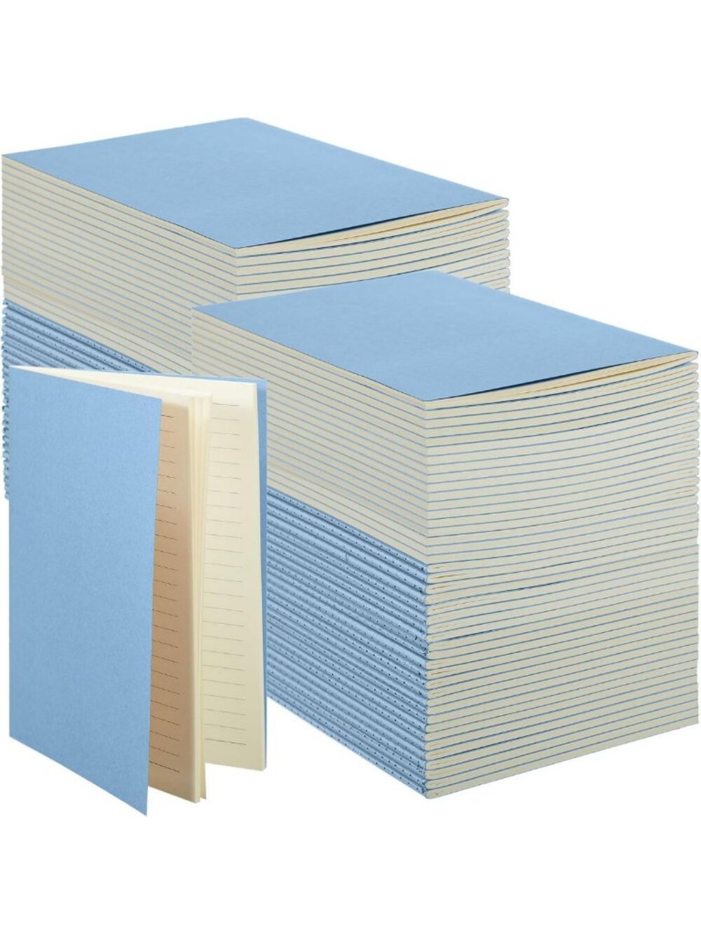 Bulk Set of 100 Light Blue A5 Lined Journals Notebooks for School & Office